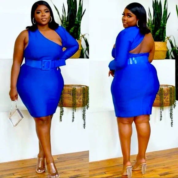 Electric blue bandage dress